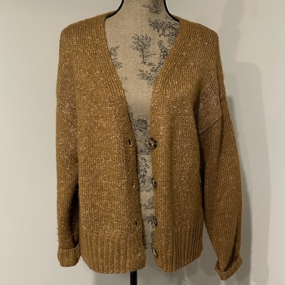 SO Brown speckled Cardigan Sweater Size Medium
